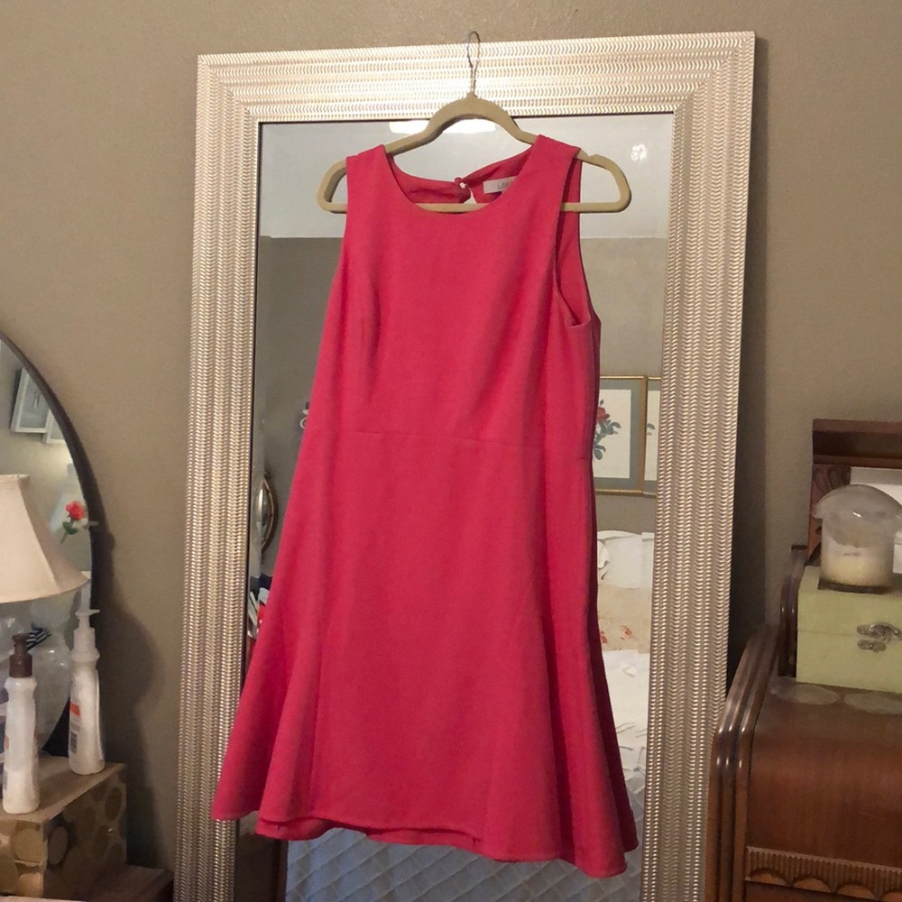 Hot pink Loft fit and flare dress sz 12